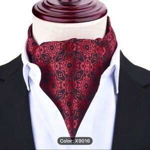 Elegant Red and Black Paisley Ascot Cravat